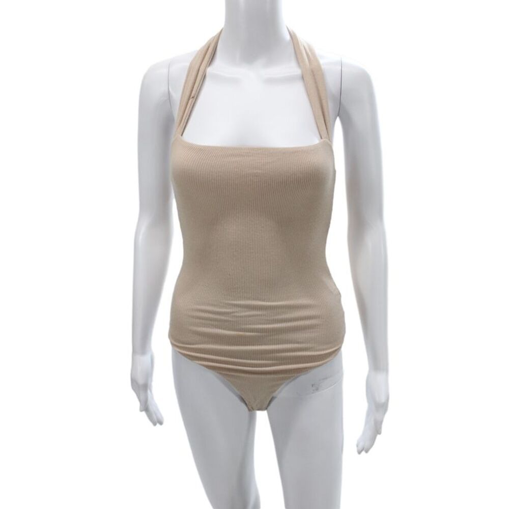Superdown Women Beige Sweetheart Neck Sleeveless Bodysuit Size XS